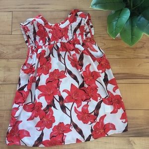 Women’s Ruffle Blouse EUC Small Red and Cream